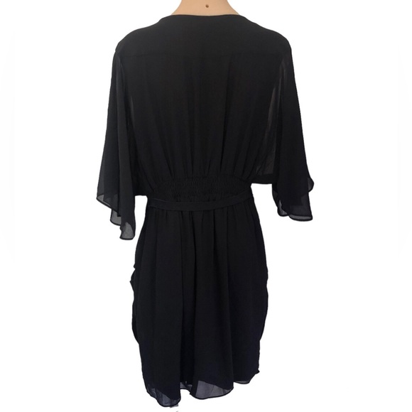 🌿 CITY CHIC 🌿 black Draped faux wrap dress size S (16) with belt BNWT RRP $99 - Picture 9 of 14
